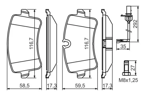 BOSCH Brake Pad Set, disc brake (0986494446)
