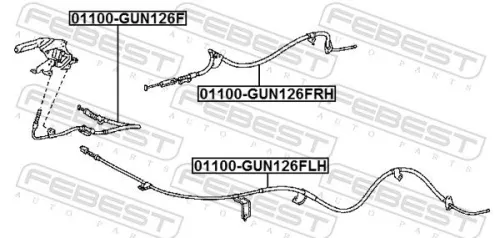 FEBEST Cable Pull, parking brake (01100-GUN126LH)