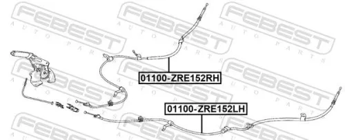 FEBEST Cable Pull, parking brake (01100-ZRE152LH)