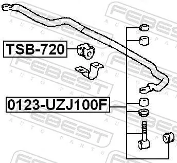 FEBEST Link/Coupling Rod, stabiliser bar (0123-UZJ100F)