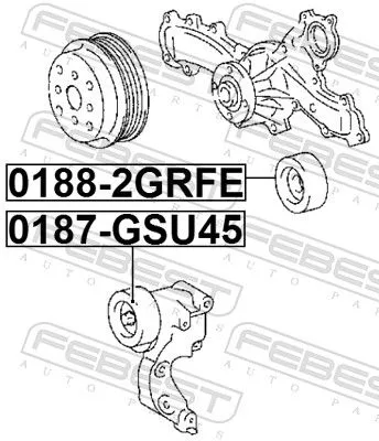 FEBEST Tensioner Pulley, V-ribbed belt (0187-GSU45)