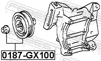 FEBEST Tensioner Pulley, V-ribbed belt (0187-GX100)