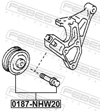 FEBEST Tensioner Pulley, V-ribbed belt (0187-NHW20)