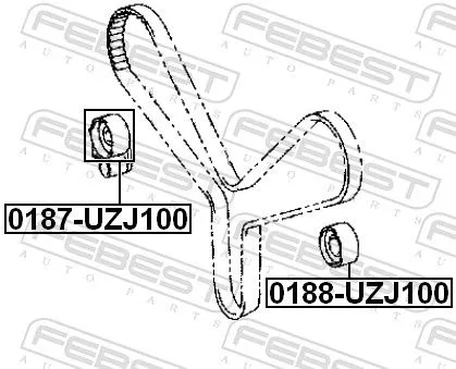 FEBEST Tensioner Pulley, timing belt (0187-UZJ100)