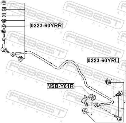 FEBEST Link/Coupling Rod, stabiliser bar (0223-60YRL)