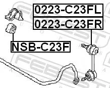 FEBEST Link/Coupling Rod, stabiliser bar (0223-C23FL)