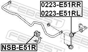 FEBEST Link/Coupling Rod, stabiliser bar (0223-E51RR)