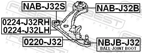 FEBEST Control/Trailing Arm, wheel suspension (0224-J32RH)