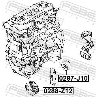 FEBEST Tensioner Pulley, V-ribbed belt (0287-J10)