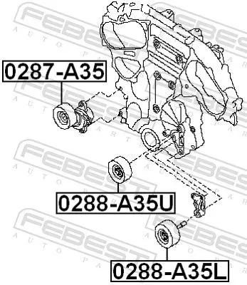 FEBEST Deflection/Guide Pulley, V-ribbed belt (0288-A35L)