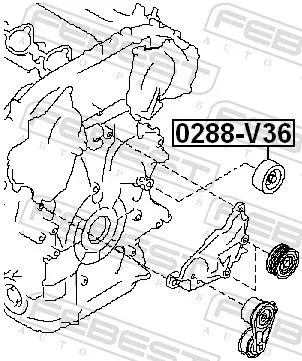 FEBEST Deflection/Guide Pulley, V-ribbed belt (0288-V36)