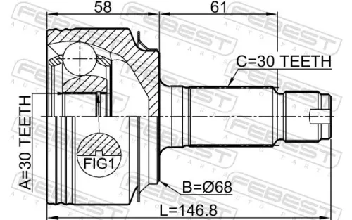 FEBEST Joint Kit, drive shaft (0310-CWAT)