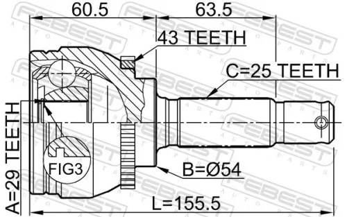 FEBEST Joint Kit, drive shaft (0410-DA2A43)
