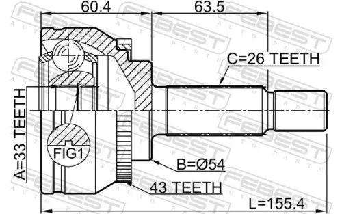 FEBEST Joint Kit, drive shaft (0410-DG4A43)