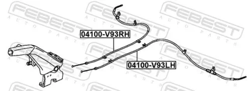FEBEST Cable Pull, parking brake (04100-V93RH)