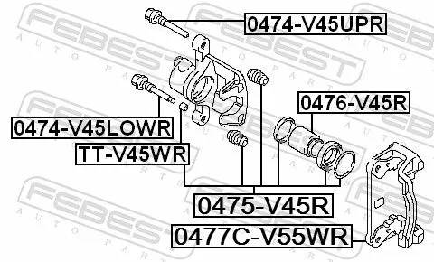 FEBEST Piston, brake caliper (0476-V45R)
