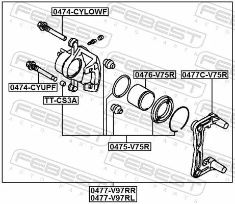 FEBEST Piston, brake caliper (0476-V75R)