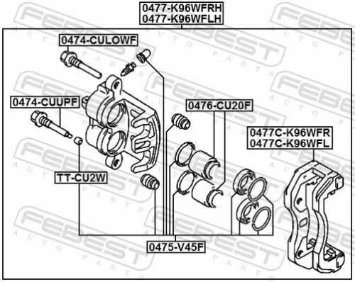 FEBEST Brake Caliper Bracket Set (0477C-K96WFR)