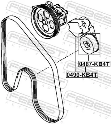 FEBEST Tensioner Pulley, V-ribbed belt (0487-KB4T)