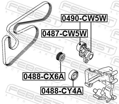 FEBEST Deflection/Guide Pulley, V-ribbed belt (0488-CY4A)