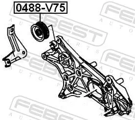 FEBEST Deflection/Guide Pulley, V-ribbed belt (0488-V75)