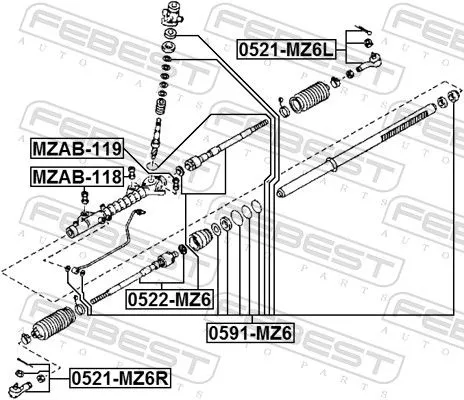 FEBEST Tie Rod End (0521-MZ6L)