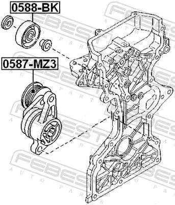 FEBEST Tensioner Pulley, V-ribbed belt (0587-MZ3)