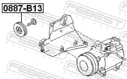 FEBEST Tensioner Pulley, V-ribbed belt (0887-B13)