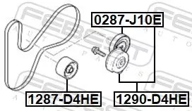 FEBEST Deflection/Guide Pulley, V-ribbed belt (1287-D4HE)