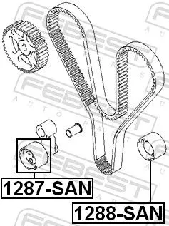 FEBEST Tensioner Pulley, timing belt (1287-SAN)