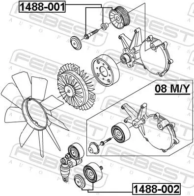 FEBEST Deflection/Guide Pulley, V-ribbed belt (1488-002)