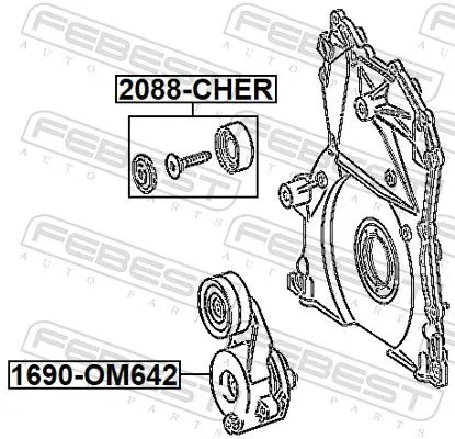 FEBEST Belt Tensioner, V-ribbed belt (1690-OM642)