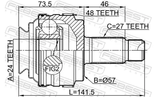 FEBEST Joint Kit, drive shaft (1910-E87A48R)