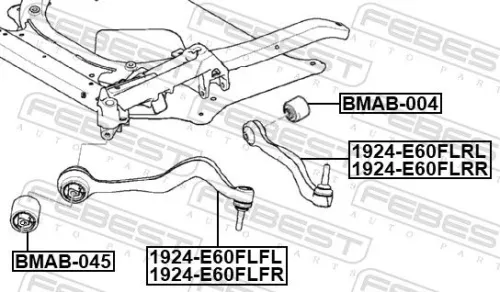 FEBEST Control/Trailing Arm, wheel suspension (1924-E60FLRL)