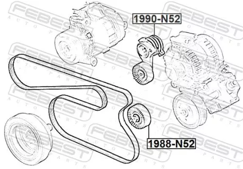 FEBEST Deflection/Guide Pulley, V-ribbed belt (1988-N52)