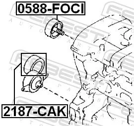 FEBEST Tensioner Pulley, V-ribbed belt (2187-CAK)