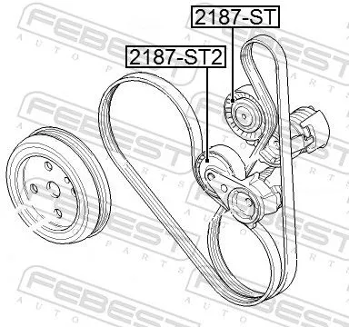 FEBEST Tensioner Pulley, V-ribbed belt (2187-ST)