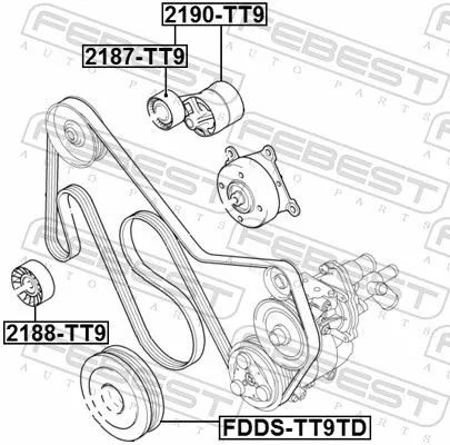 FEBEST Deflection/Guide Pulley, V-ribbed belt (2188-TT9)