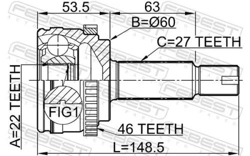 FEBEST Joint Kit, drive shaft (2210-CERA46)