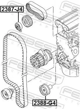FEBEST Tensioner Pulley, timing belt (2387-J4)