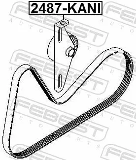FEBEST Tensioner Pulley, V-ribbed belt (2487-KANI)