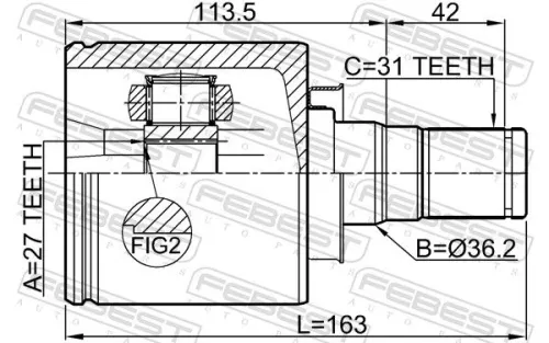 FEBEST Joint Kit, drive shaft (2911-FLIIFLH)