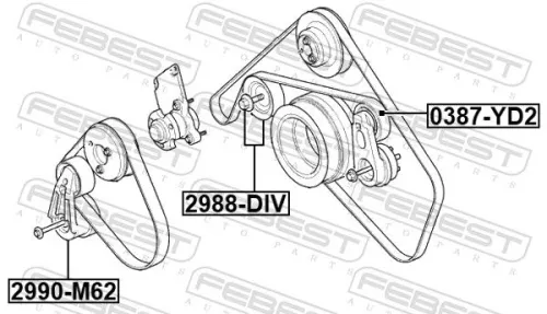 FEBEST Deflection/Guide Pulley, V-ribbed belt (2988-DIV)