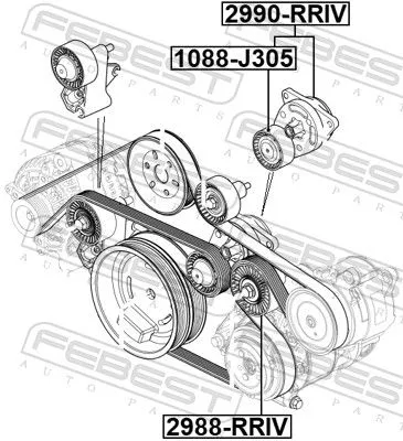 FEBEST Belt Tensioner, V-ribbed belt (2990-RRIV)