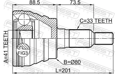 FEBEST Joint Kit, drive shaft (3210-ESCII)