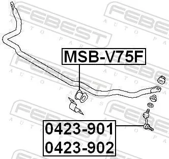 FEBEST Mounting, stabiliser bar (MSB-V75F)