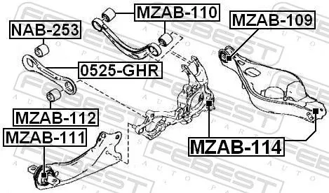 FEBEST Mounting, control/trailing arm (MZAB-109)