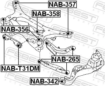 FEBEST Bushing, axle beam (NAB-357)