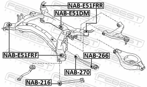 FEBEST Bushing, axle beam (NAB-E51FRR)