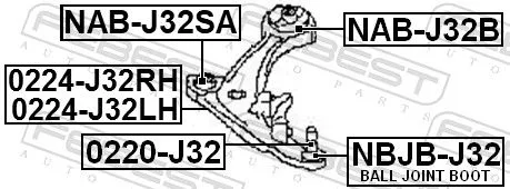 FEBEST Mounting, control/trailing arm (NAB-J32SA)